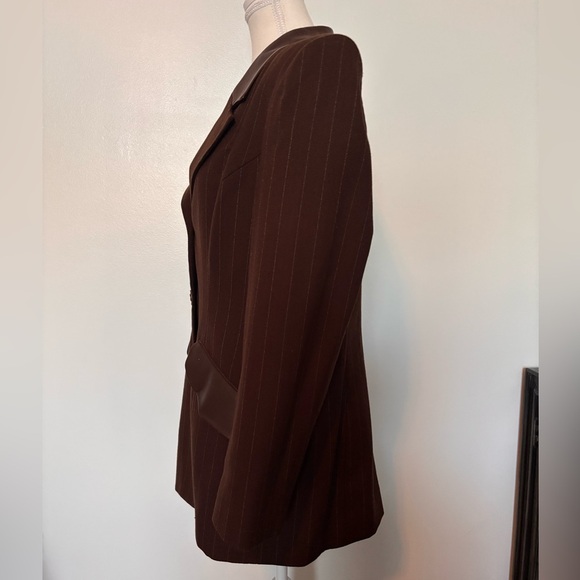 Vintage Alberto Makali Brown Pinstripe Women's Blazer - Picture 3 of 11